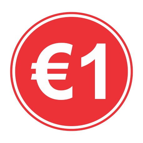 Promo stickers "€1" 1000 stickers/roll, 30x30