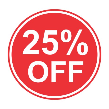Promo stickers "25%OFF" 1000 stickers/roll, 30x30
